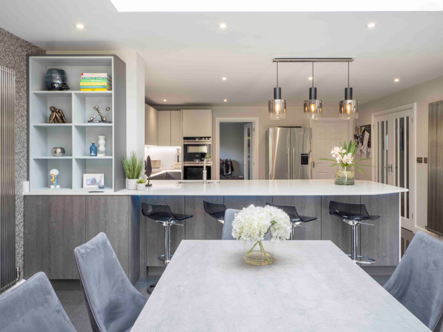 Systemat furniture in Lava Grey & Toronto Oak | Siemens appliances | Quartz worktops | Quooker Fusion boiling water tap