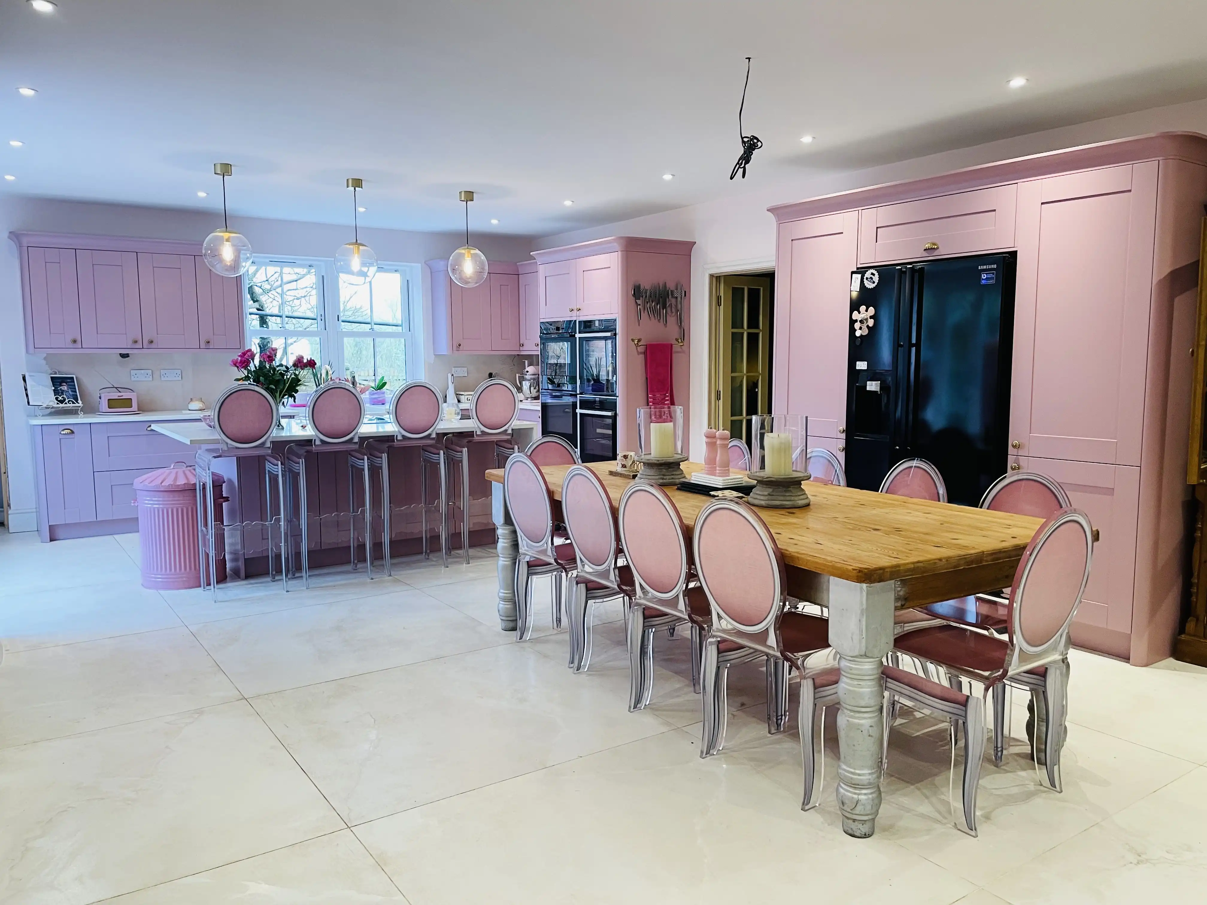 Painted Wood Shaker furniture in Blush | Quooker Boiling Water Tap | Appliances & Worktops sourced independently